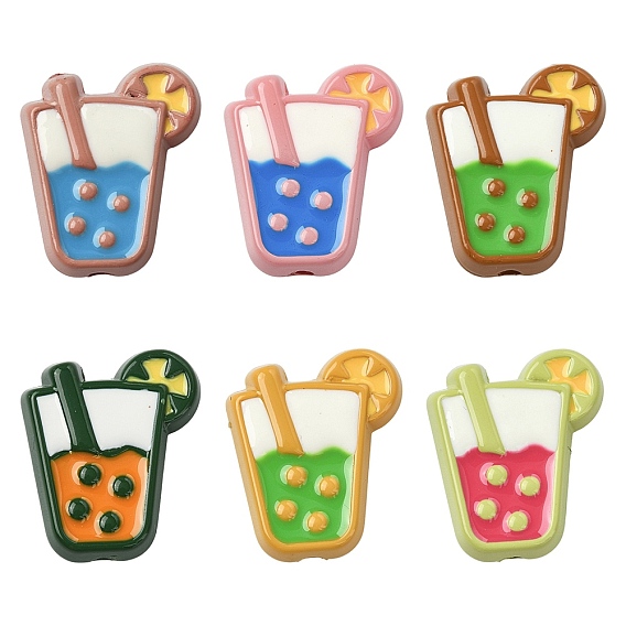 12шт. 6 цвета, акриловые эмалевые бусины, нарисованные вручную, пузырьковый чай