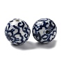 Perles en porcelaine manuelles, porcelaine bleue et blanche , ronde