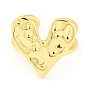 Brass Heart Open Cuff Rings, Lead Free & Cadmium Free