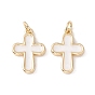 Enamel Pendants, with Real 18K Gold Plated Brass Findings and Jump Ring, Lead Free & Cadmium Free, Cross