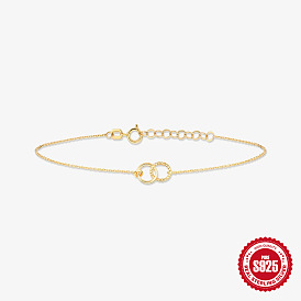 925 bracelet femme bague ronde double cercle en argent - bijoux en argent élégants et à la mode
