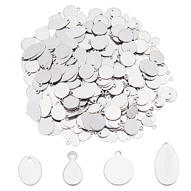 400 piezas 4 estilos 304 dijes de etiqueta en blanco con estampado de acero inoxidable