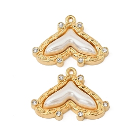 Подвески из АБС-пластика с жемчугом, рыбий хвост, с 304 нержавеющей сталью и стразами, без свинца и без кадмия, ионное покрытие (ip)