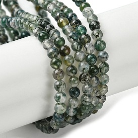 Natural Moss Agate Beads Strands, Round