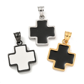 Ion Plating(IP) 304 Stainless Steel Pendants, with Enamel, Cross Charm