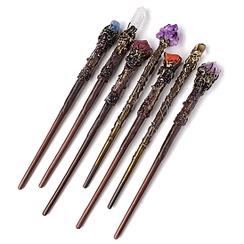 Natural Gemstone Magic Wand, Cosplay Magic Wand, with Plastic Wand, for Witches and Wizards
