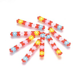 Handmade Japanese Seed Beads, with Japan Import Thread, Loom Pattern, Rectangle