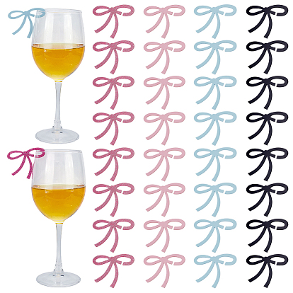 40 шт. 4 цветные акриловые подвески-бантики для бокалов вина, маркеры для бокалов