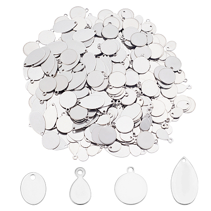 400 piezas 4 estilos 304 dijes de etiqueta en blanco con estampado de acero inoxidable