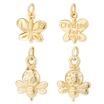 32Pcs 2 Style Alloy Pendants, Long-Lasting Plated, with Jump Ring, Insect