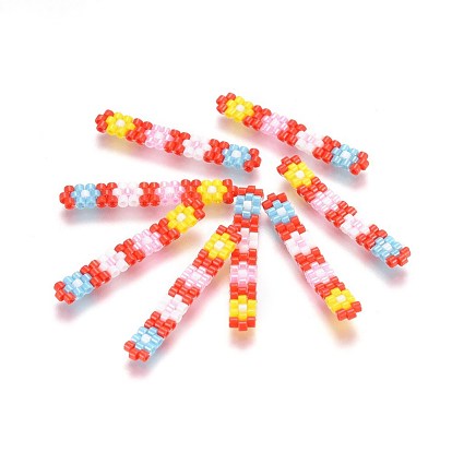 Handmade Japanese Seed Beads, with Japan Import Thread, Loom Pattern, Rectangle