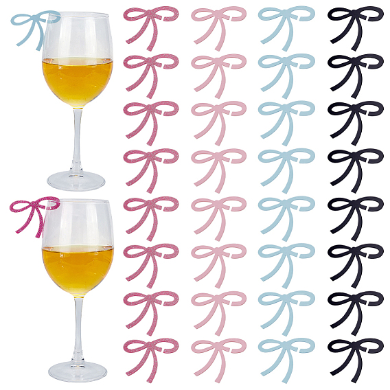 40 шт. 4 цветные акриловые подвески-бантики для бокалов вина, маркеры для бокалов