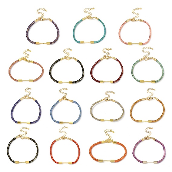 Плетеный браслет из нейлонового шнура, с золотистым оттенком 304 застежки-клешни из нержавеющей стали и латунная фурнитура