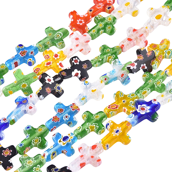 2 нити крест-накрест ручная работа стеклянные бусины миллефиори нити