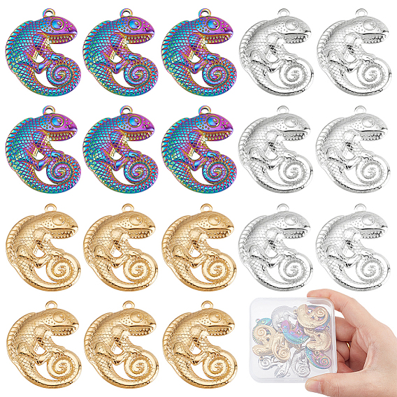 18 шт. 3 цвета 304 подвески из нержавеющей стали, ящерица