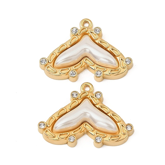 Подвески из АБС-пластика с жемчугом, рыбий хвост, с 304 нержавеющей сталью и стразами, без свинца и без кадмия, ионное покрытие (ip)