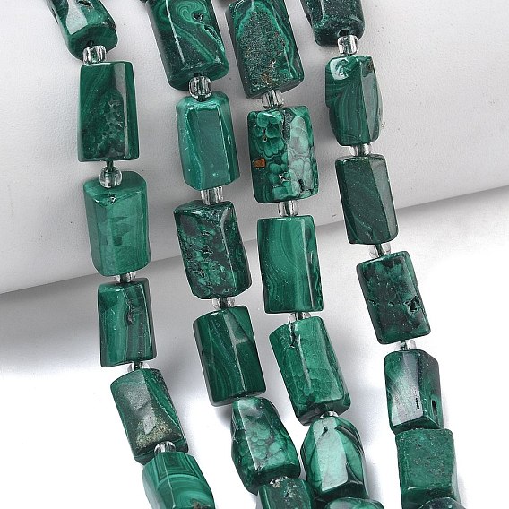 Природного малахита бисер нитей, колонка, граненые, с бисером