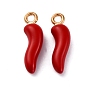 Alloy Enamel Pendants, Horn of Plenty/Italian Horn Cornicello Charms
