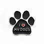 Alloy Enamel Brooches, Enamel Pins, with Brass Butterfly Clutches, Dog Paw Prints with Word I Love My Dogs, Cadmium Free & Nickel Free & Lead Free, Platinum