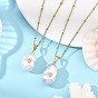 Подвески-колье из белых самородков жемчуга кеши в стиле барокко, с 304 цепочками из нержавеющей стали и декором из прозрачных кубических цирконий, инкрустированными микропаве из латуни.
