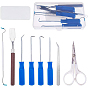 Jewelry Making Tool Sets, with Plastic Handle Stainless Steel Sharp Scissors, Plastic Scraper Tool, Beading Tweezers, Double Head Needle Crochet, Shovel and O-Ring Oil Seal Removal Tools Sets