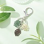 Брелки с подвеской из сплава с тропическими листьями, окрашенные в технике выпечки, с железными брелоками и сплавами