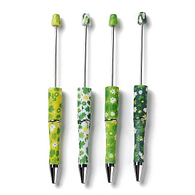 Пластиковые ручки из бисера с узором клевера, шариковая ручка, для персонализированной ручки своими руками с ювелирной бусинкой