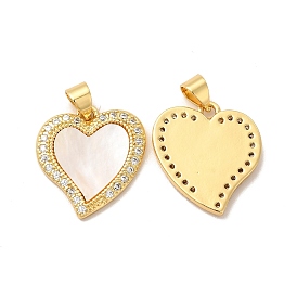 Rack Plating Brass Micro Pave  Cubic Zirconia Pendants, with Jump Rings, Cadmium Free & Lead Free, Heart