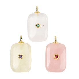 Природных драгоценных камней подвески, прямоугольные подвески с латунной микропаве кубическими цирконами, золотые