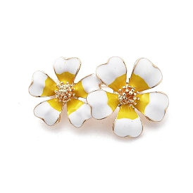 Double Flower Alloy Gold Enamel Pin Brooches