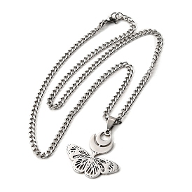 Полая бабочка 201 ожерелья из нержавеющей стали для женщин, не тускнеет