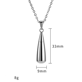Titanium Steel Pendant Necklaces, Urn Ashes Necklaces, with Pin and Funnel