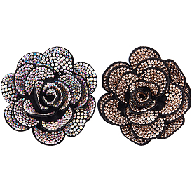 2 шт. броши из бархата и страз, цветок, с железными контактами