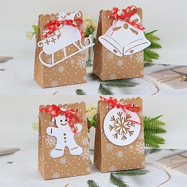 Paper Bag, Treat Bag, with 4Pcs Card Tags, Christmas Theme, Bakeware Accessoires, for Mini Cake, Cupcake, Cookie Packing