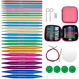 Interchangeable Circular Set, including Aluminum Circular Knitting Needles, Cord, Stickers, Tube, Pins, Spacers