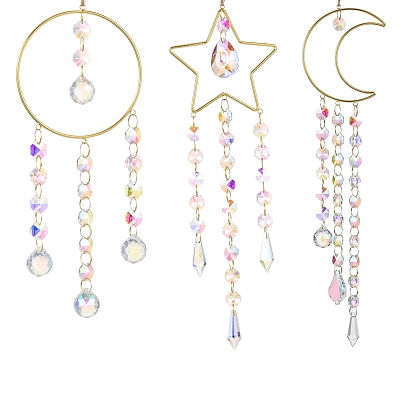 Железные висячие украшения, стеклянные бусины цвета ab восьмиугольные ловцы солнца с кисточками для украшения сада на открытом воздухе