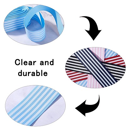 PandaHall Elite Cotton Grosgrain Ribbon, Stripe Pattern