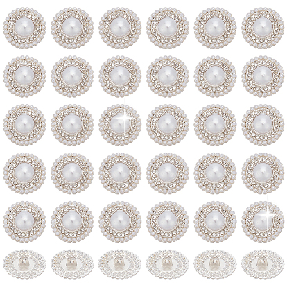 36шт 1-отверстие цинковый сплав стержень кнопки, с абс пластмассовыми шариками, полукруглый