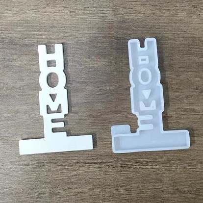 Silikonformen für Kerzenständer mit Buchstabendekoration in Lebensmittelqualität, für Gips, Herstellung von Zementhandwerk