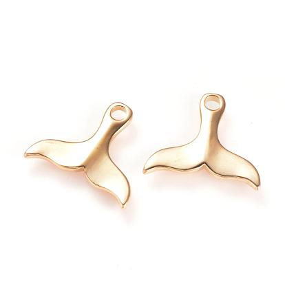 Brass Pendants, Whale Tail Shaped, Nickel Free, Real 18K Gold Plated
