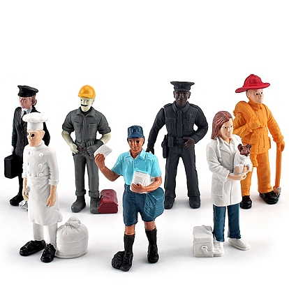 7Pcs 7 Style Human Shape Plastic Miniature Ornaments, Micro Landscape Dollhouse Accessories, Pretending Prop Decorations