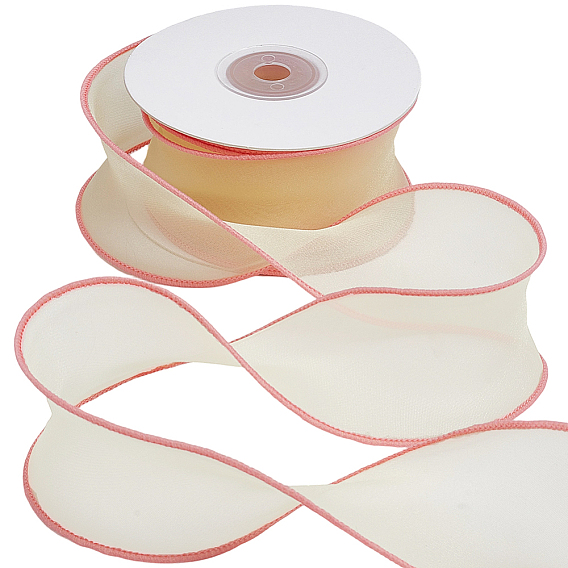 Органза ленты, прозрачная шифоновая лента с проволокой, для изготовления аксессуаров для бантиков для волос, подарочная упаковка