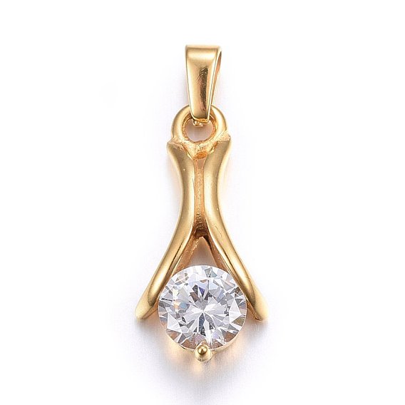 304 подвески из нержавеющей стали, с кубического циркония, прозрачные