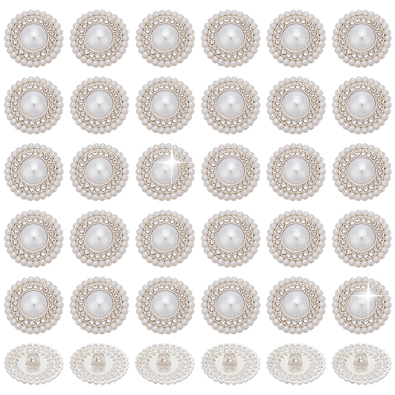 36шт 1-отверстие цинковый сплав стержень кнопки, с абс пластмассовыми шариками, полукруглый