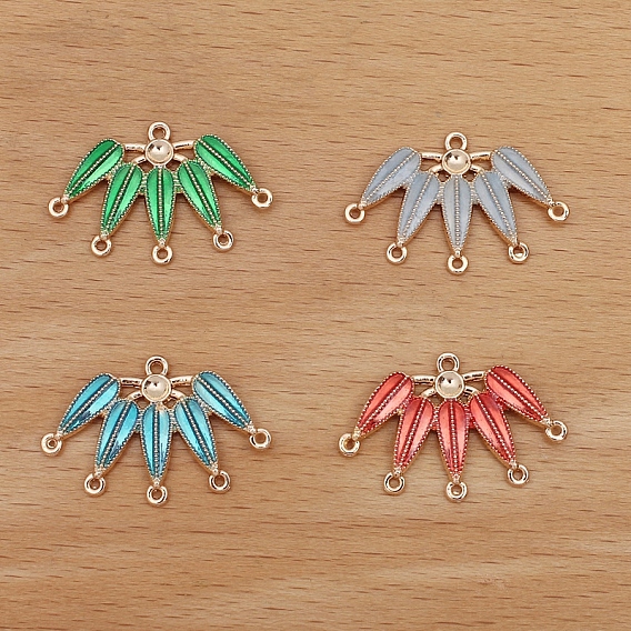 Alloy Enamel Chandelier Components Link Cabochon Settings, Leaf