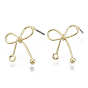 Iron Stud Earring Findings, with Loop and Steel Pin, Bowknot