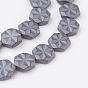 Non-magnetic Synthetic Hematite Beads Strands, Frosted, Hexagon
