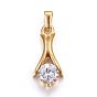 304 подвески из нержавеющей стали, с кубического циркония, прозрачные