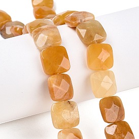 Natural Topaz Jade Beads Strands, Faceted Square