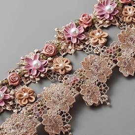 3d Blumen-Polyesterband, mit abs Kunststoffperlen, zum Verpacken von Geschenken, Partydekoration